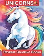 Unicorns Reverse Coloring Book