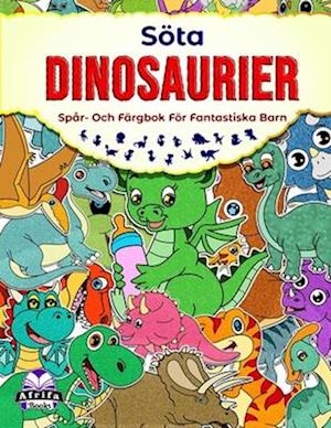 Söta dinosaurier spår- och färgbok för fantastiska barn