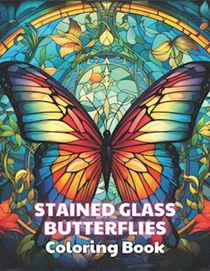 Stained Glass Butterflies Coloring Book