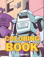 Robot coloring book for kids and adults alike
