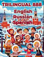 Trilingual 888 English Russian Spanish Illustrated Vocabulary Book