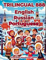 Trilingual 888 English Russian Portuguese Illustrated Vocabulary Book