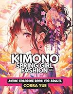 Kimono Spring Girl Fashion - Anime Coloring Book For Adults Vol.1