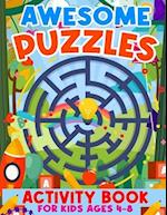 Awesome Puzzles Activity Book For Kids Ages 4-8