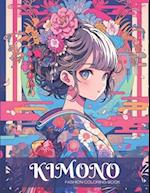 Kimono Fashion Coloring Book for Teens and Adults