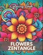 Flowers Zentangle Coloring Book for Adults