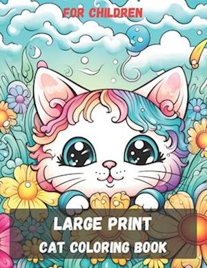 Coloring book with a cat for children with large print