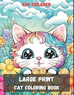 Coloring book with a cat for children with large print