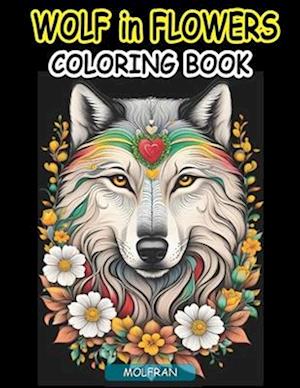 Wolf in Flowers Coloring Book