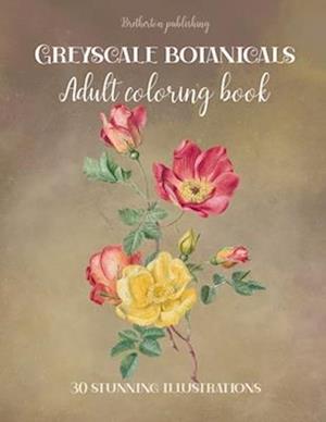 Victorian botanical book. A greyscale coloring book of victorian floral botanical illustrations