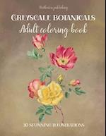 Victorian botanical book. A greyscale coloring book of victorian floral botanical illustrations