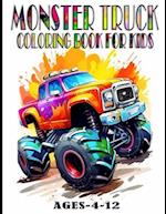 Monster Truck Coloring Book For Kids Ages-4-12