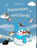 Snowman and birds