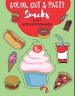 Color, Cut and Paste Snacks Activity for Kids