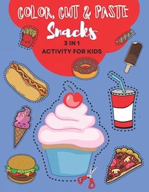 Color, Cut and Paste Snacks Activity for Kids