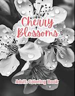 Cherry Blossoms Coloring Book For Adults Grayscale Images By TaylorStonelyArt