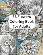 38 Flowers Coloring Book for Adults "Blossom Serenity
