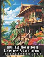 Thai Traditional House Landscapes & Architecture Coloring Book for Adults