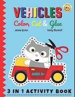 Vehicles Color, Cut & Glue