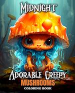 Midnight Adorable Creepy Mushrooms: Mushroom Coloring Pages with Spooky and Cute Designs 