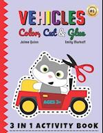 Vehicles Color, Cut & Glue