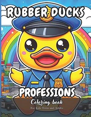 Rubber Ducks Professions Coloring Book for Kids, Teens and Adults