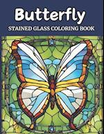 Stained Glass Butterfly Coloring Book for Adults