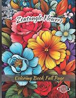 Zentangle Flowers Coloring Book Full Page