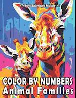Stress Relieving & Relaxing Color by Numbers Animal Families