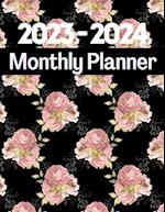 2023-2024 Monthly Planner with Rose Cover for Women