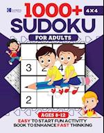 Kunlektra Brain Teaser 1000+ 4 x 4 Sudoku Puzzle Book for Kids