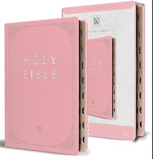 KJV Holy Bible, Giant Print Large Format, Pink Premium Imitation Leather with Ri Bbon Marker, Red Letter, and Thumb Index