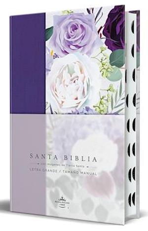 Biblia Rvr1960 Tapa Dura Y Tela Morada Con Flores Tamaño Manua Con Índice