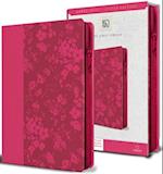 KJV Holy Bible, Large Print Handy Size, Fuchsia Premium Imitation Leather W/Ribbon Marker, Red Letter, Zipper